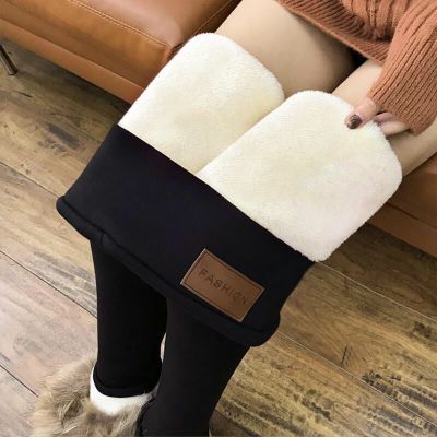 Exclusive for Cross-Border Fleece-Lined Thick Lambskin Leggings Women's Autumn and Winter High Waist Tights Warm-Keeping Pants 2019 Winter