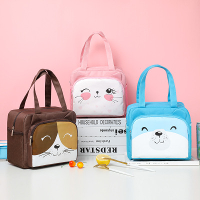 In Stock Wholesale Cute Pet Lunch Bag Portable Insulated Lunch Box Bag Cartoon Student with Rice Lunch Bag Ice Pack Customizable