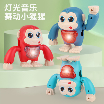 Tiktok Tilting Monkey Voice-Activated Induction Electric Gorilla Internet Celebrity Children's Educational Toys Little Monkey Who Can Sing and Dance