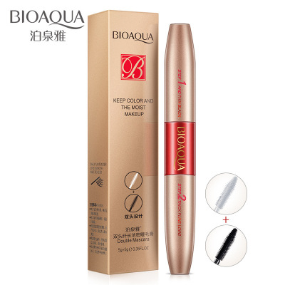 Bioaqua Double-Headed Long Thick Mascara Thick Waterproof Not Smudge Growth Lock Color Makeup Tools Cosmetics