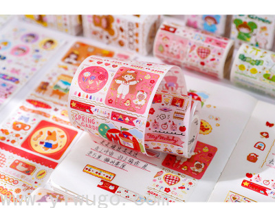 Gilding and Paper Adhesive Tape Fresh Cute Character Journal Decorative Stickers Paper Adhesive Tape Combination Honey Girl Heart DIY