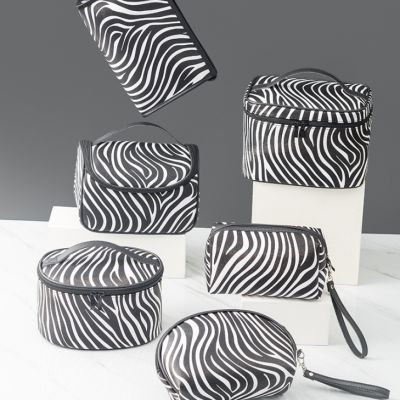 New Cross-Border Fashionable Cosmetic Black and White Zebra Pattern Travel Storage Bag Portable Large Capacity Wash Bag