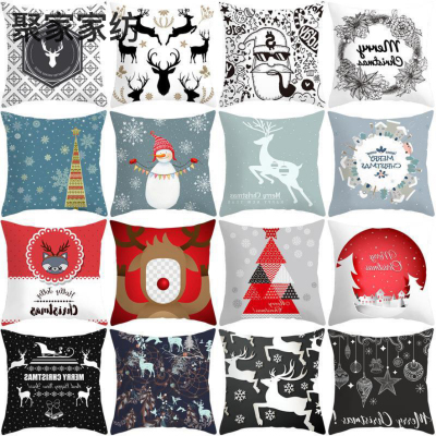 Amazon Hot Home Soft Decoration European and American Santa Christmas Tree Pillow Cover Cushion Throw Pillowcase Printing Customization