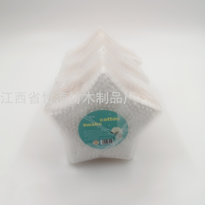 Disposable Double-Headed Makeup Cotton Swab Sanitary Cleaning Cotton Swabs Ear Swab Five-Angle Heart 400 PCs Daily Use