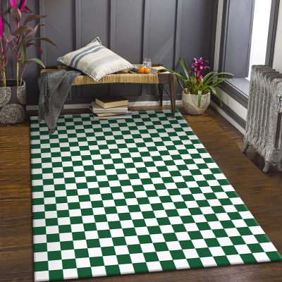Simple Square Houndstooth Design Carpet Bedroom Checkerboard Bedside Mats 3D Visual Illusion Living Room Carpet