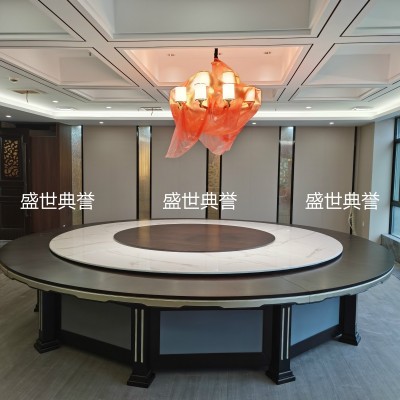 Hotel Solid Wood Electric Dining Table Restaurant Luxury Box Electric Large round Table Club Light Luxury Electric Table