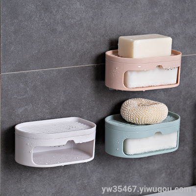 Y24-6146 AIRSUN Household Sponge Soap Dish Bathroom Drainage Punching Free Soap Holder Double Layer Laundry Soap Box