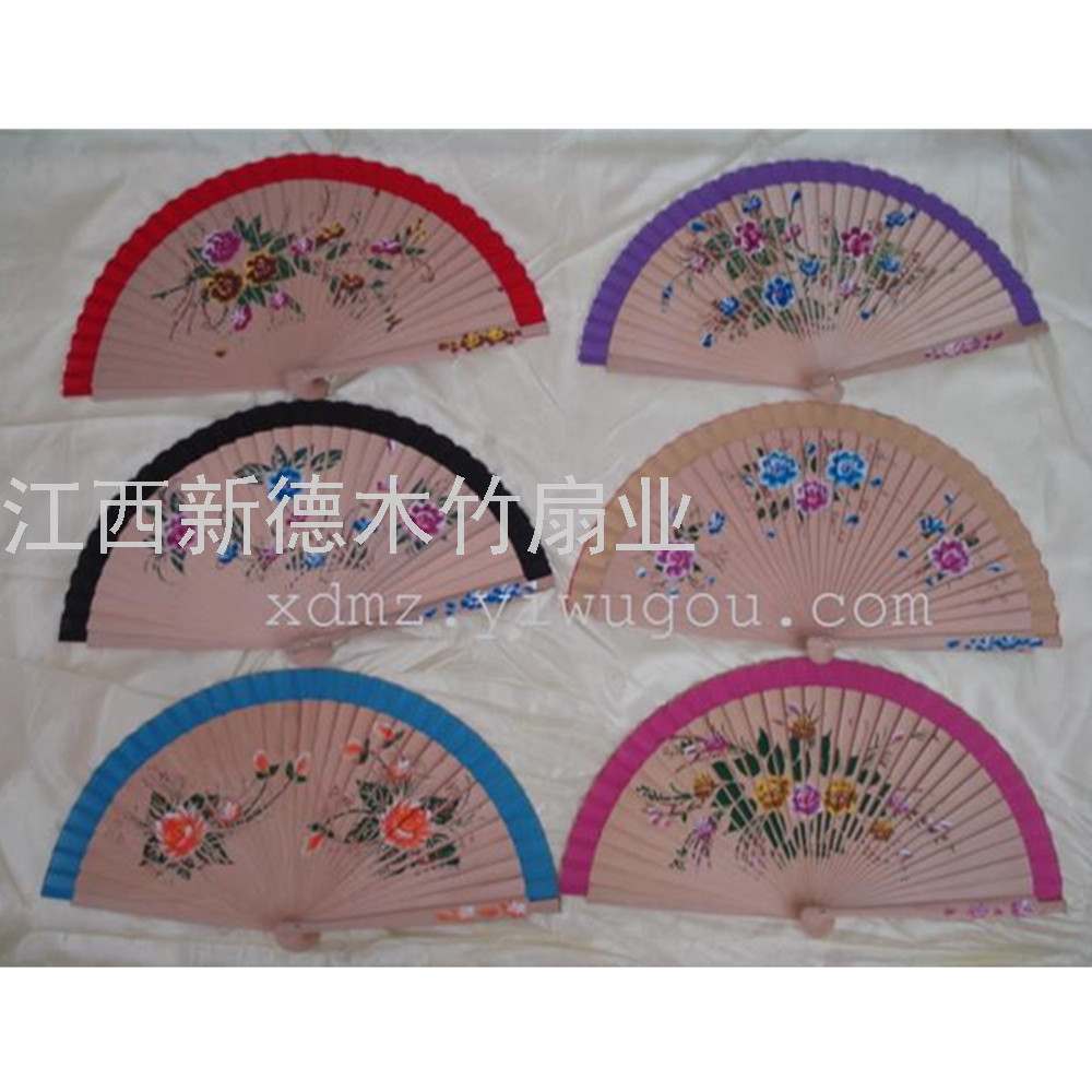 德祯9寸木质原木色环保木扇手工绘画扇