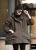 Boutique Korean Style Fleece-Lined Rabbit Hair Lining Parka Winter Warm Thickened Hooded Short Trench Coat Solid Color Coat Fashion