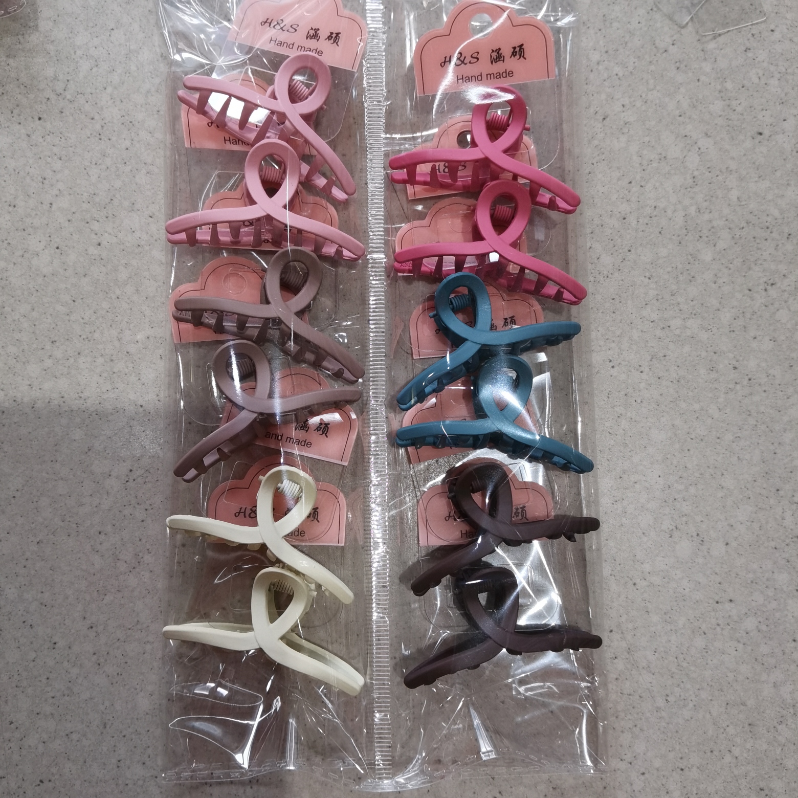 4.5公分合金彩色网红发夹红色深咖米色粉色绿色