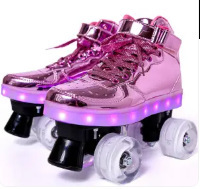 LED Light Fancy Speed Skating Universal Double Double Wheel Double Row Average Size Four Wheel Professional Skates