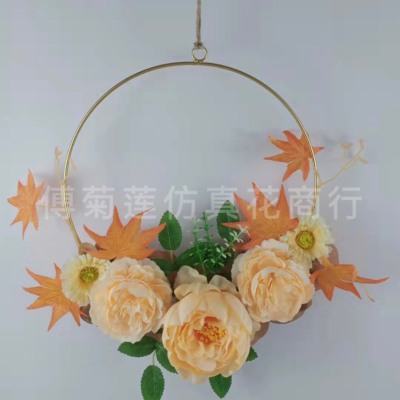 New Mother's Day Wreath Vintage Rose Simulation Iron Wreath Home Decorative Wall Hangings Easter Amazon