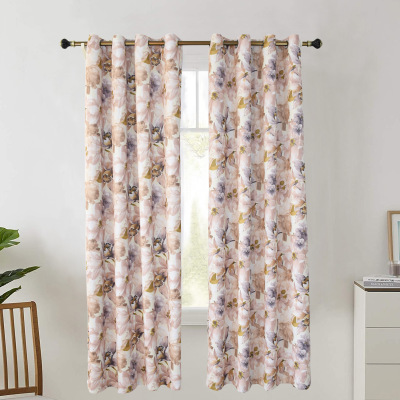 [Provide Pictures] Cross-Border Amazon Printing Curtain Pattern Custom Shading Bedroom Living Room Curtain American Style
