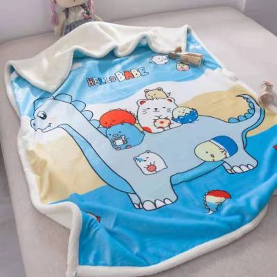Children's Cartoon Lambswool Children's Blanket Baby Double-Layer Composite Blanket Flannel Blanket Gift Wholesale
