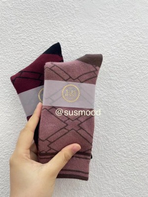 Korean-Style Striped Cashmere Wool Women's Socks Feet Soft Sweat-Absorbent Cashmere Socks 5-Color Set