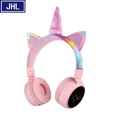 D80 Unicorn Bluetooth Headset Girl Cat Ear Headset Flashing Light Luminous Foldable Headset Cross-Border Hot.