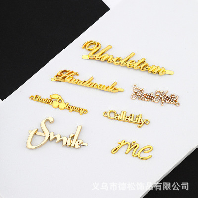 Luggage Accessories English Letters Metal Tag Wedding Album Front Metal Logo Business Notebook Golden Logo