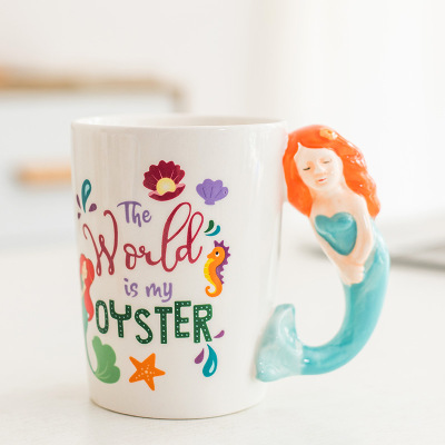 Cross-Border Creative Mermaid Style Ceramic Cup Cartoon Mug Personality Ceramic Cup Milk Cup Office Water Cup