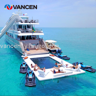 Marine Yacht Inflatable Swimming Pool with Net Anti-Drowning Water Floating Platform Floating Playing Water Rest Platform Bed Float