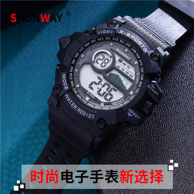 [Factory] Waterproof Student Electronic Sports Watch Trendy Fashion Youth Led round Large Dial Watch