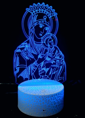 3D Small Night Lamp Color Light Touch Crack Base USB Religious Pattern Small Night Lamp