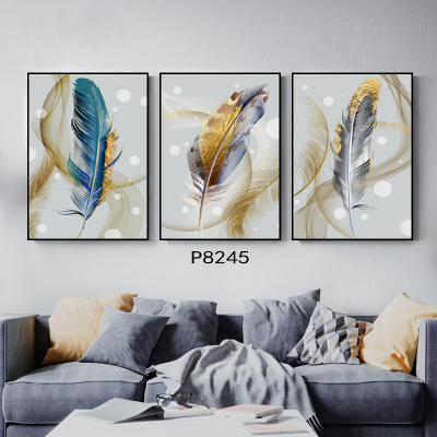 3 Combination Golden Feather Landscape Oil Painting and Mural Decorative Painting Photo Frame Cloth Painting Decorative Calligraphy and Painting Hanging Picture Decoration Craft