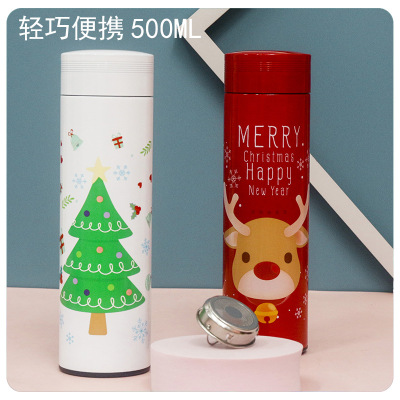 [Recommended by Lingpan Thermos Cup] Laser Customized Logo Student Christmas Deer Holiday Gift Cartoon Thermal Mug