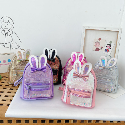 Children's School Bag Sequin Backpack Colorful Shiny Girl Cute Cartoon Stylish Princess Bag Small Bookbag