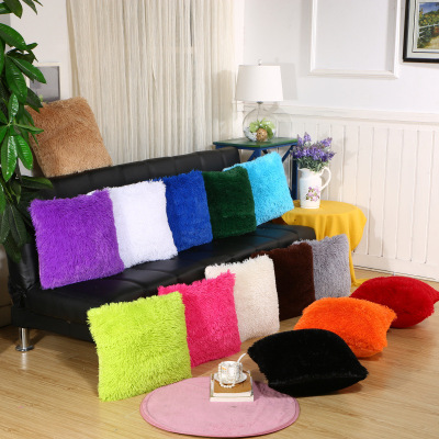 INS Amazon Hot Home Model Room Bed Backrest Soft Bag Window Cushion Solid Color Cushion Plush Pillow Cover