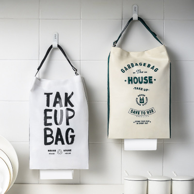 New Fabric Craft Garbage Collector Bag Kitchen Home Wall-Mounted Refrigerator Wall Rear Thickened Hanging Storage Bag