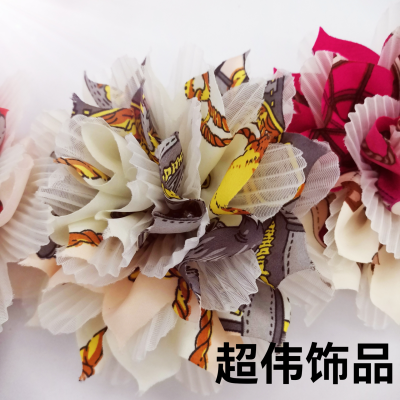 Silk Flower Headcloth Bandeau Elastic Band Double Layer Plate Flower New Headdress Rose