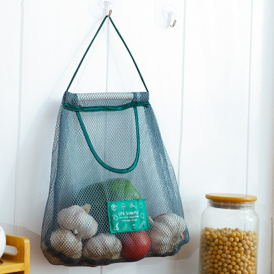 Kitchen Fruit and Vegetable Storage Mesh Bag Wall-Mounted Household Storage Bag Portable Hollow Breathable Big Ginger Garlic Head Hanging Bag