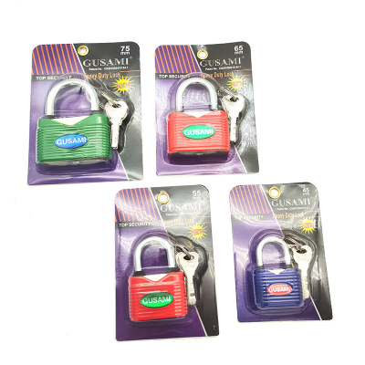 Lock Padlock Iron Padlock Large round Corner Color Glue-Coated Anti-Rust Rubber-Coated Blade Padlock Multi-Specification Copper Core Lock