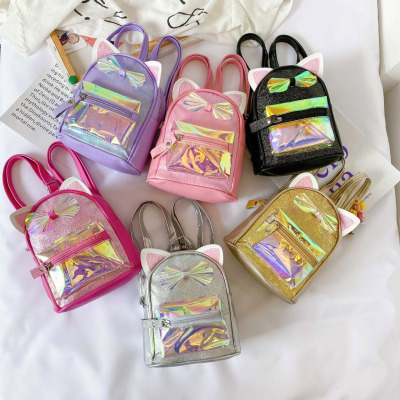 Children's Schoolbag Cat Ears Shiny Backpack Magic Color Shiny Girl Baby Cute Cartoon Stylish Princess Bag