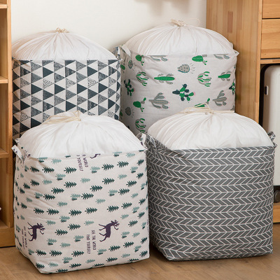 Big Mac Fabric Quilt Clothing Storage Basket Moisture-Proof Foldable Drawstring Laundry Basket Large Capacity Dirty Clothes Buggy Bag