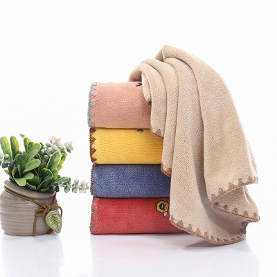 Yiwu Good Goods Microfiber Hook Bath Towel Soft Absorbent Embroidery Bath Towel Towel Cute Coral Fleece Bath Towel