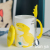 Creative Cartoon Little Dinosaur Ceramic Cup with Cover with Spoon Coffee Cup Personalized Water Cup