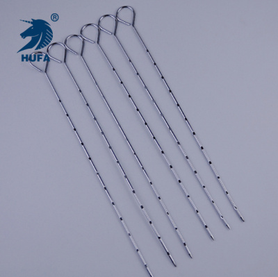 Stainless Steel Bamboo Char Siu Needle Roasting Needle Cantonese Roast Duck Needle Sealing Goose Tail Needle with Ring Hole Bake Needle Hook