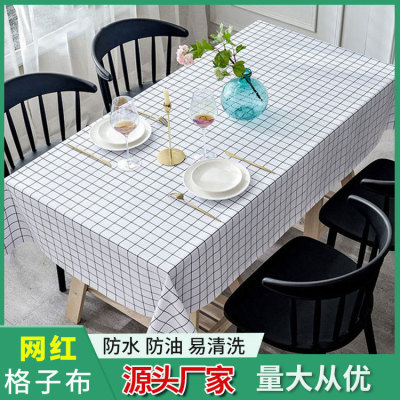 Nordic Plaid PEVA PVC Disposable Oilproof and Heatproof Waterproof Anti-Pepper Oil Tablecloth Simple Ins Internet Celebrity Table Cloth