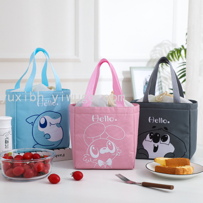 New Cartoon Thermal Lunch Bag Drawstring Large Capacity Lunch Bag Oxford Fabric Bag Thick Aluminum Film Lunch  Bag