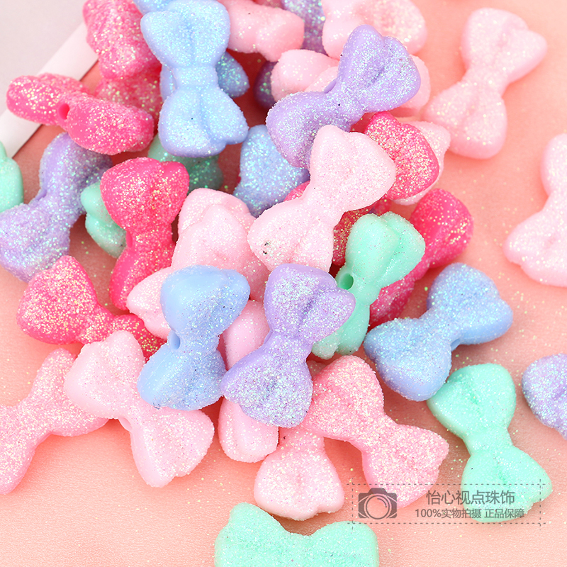 新款韩版饰品头饰发饰服饰配件马卡龙色蝴蝶结发圈diy材料厂家