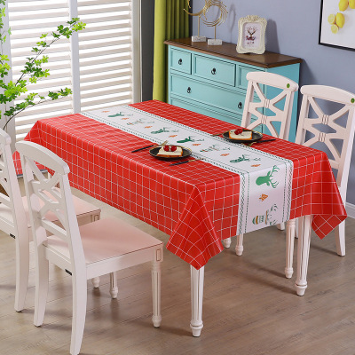 Table Cloth Christmas Cross-Border Hot Sale Table Runner Tablecloth Waterproof and Oil-Proof Coffee Table Cover Cloth Factory Batch Table Runner Pattern