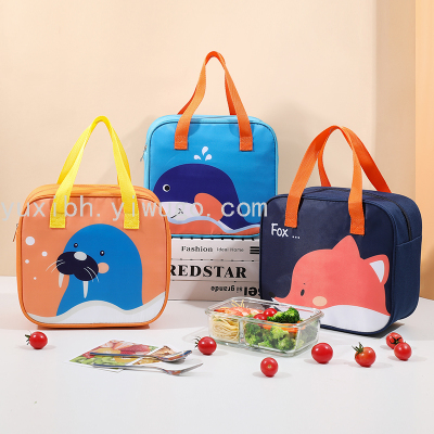 Student New Cartoon Lunch Bag Square Lunch Box Handheld Rice Bag Japanese Lunch Box Bag Lunch Box Insulated Freezer Bag