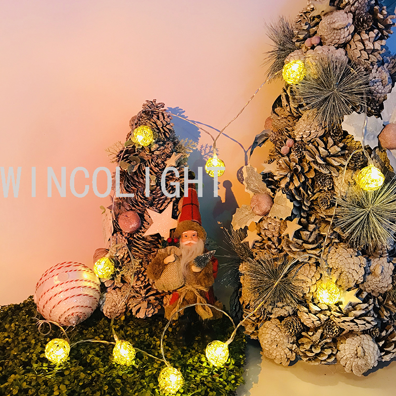 圣诞节电池灯10L LED 2M 金色30MM单线球节日派对用品圣诞工艺品