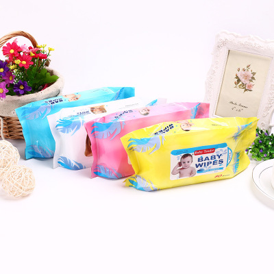 Foreign Trade 80-Drawer Baby Wipes with Cover Hand Mouth Cleaning Wipes Big Bag Fart Cleaning Wipes for Babies and Newborns