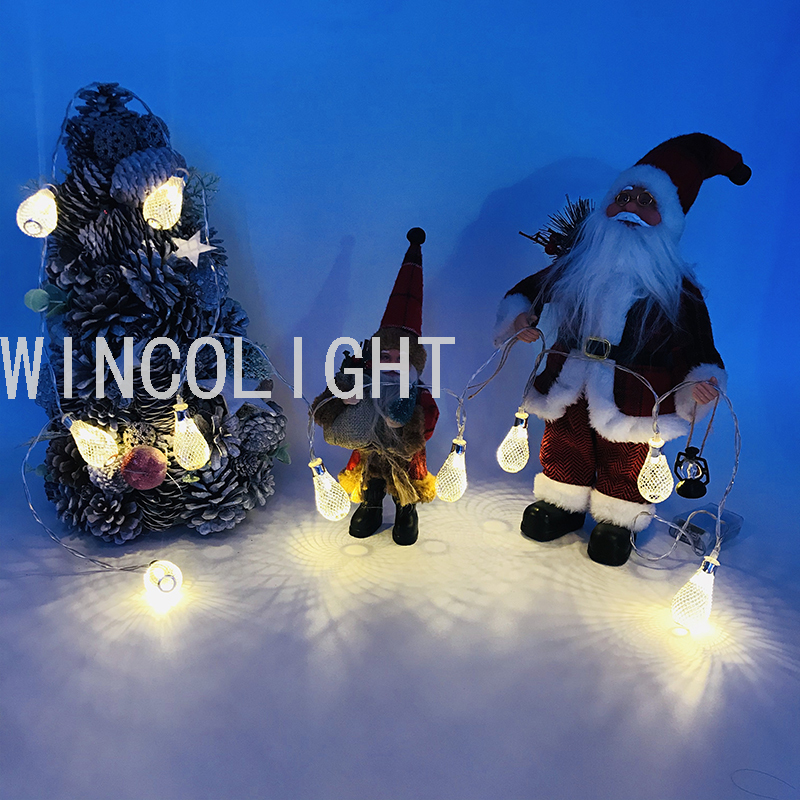 圣诞节电池灯10L LED 2M 银色小灯泡节日派对用品圣诞工艺品灯串