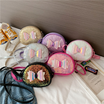 Children's Bags Sequin Cross Body Bag, Colorful Shiny Girl Cute Cartoon Stylish Princess Bag Small Bookbag Shoulder Bag