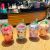 Korean Cartoon Fruit Double-Layer Plastic Cup Straw Watermelon Strawberry Ice Cream Milky Tea Cup Girl College Student Gift