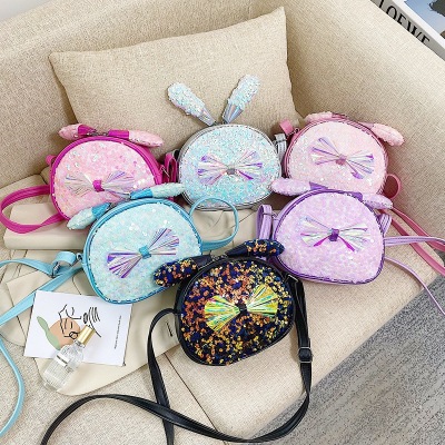 Children's Bags Sequin Cross Body Bag Colorful Shiny Girl Cute Cartoon Stylish Princess Bag Small Bookbag Shoulder Bag