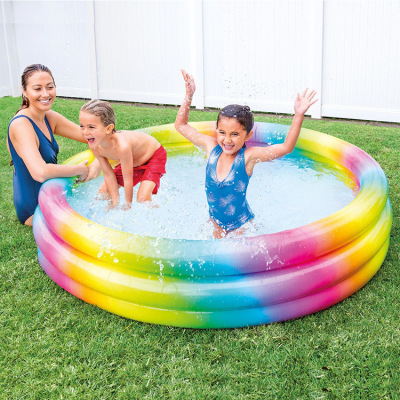 Intex from USA 58449 Rainbow Three-Circle Pool Children's Inflatable Swimming Pool Bath